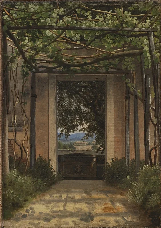 Christoffer W. Eckersberg | En pergola i Italien - 1814 | Indrammet kunsttryk | Danmarks Guldalder | formida