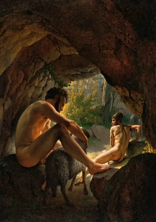 Christoffer W. Eckersberg | Ulysses flygter fra Polyfemos' hule - 1812 | Indrammet kunsttryk | Danmarks Guldalder | formida