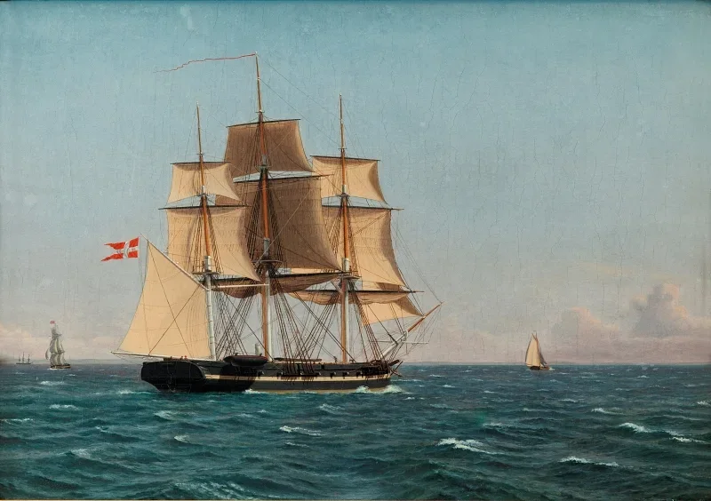 Christoffer W. Eckersberg | Corvette Naiads under sejl - 1834 | Indrammet kunsttryk | Danmarks Guldalder | formida