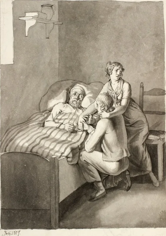 Christoffer W. Eckersberg | Ein sterbender Vater vereint ein junges Paar - 1807 | Gerahmter Kunstdruck | Goldenes Zeitalter Dänemark | formida