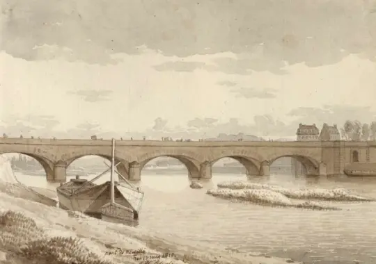 Christoffer W. Eckersberg | Seinebroen ved Neuilly - 1812 | Indrammet kunsttryk | Danmarks Guldalder | formida