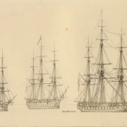Christoffer W. Eckersberg | Tre russiske linjeskibe - 1824 | Indrammet kunsttryk | Danmarks Guldalder | formida