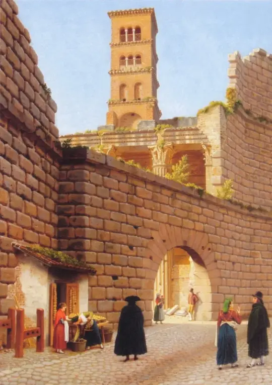 Christoffer W. Eckersberg | Muren omkring Forum Augustus - 1814 | Indrammet kunsttryk | Danmarks Guldalder | formida