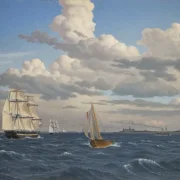 Christoffer W. Eckersberg | Schiffe im Öresund nördlich von Schloss Kronborg, Helsingør - 1847 | Gerahmter Kunstdruck | Goldenes Zeitalter Dänemark | formida