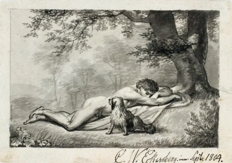Christoffer W. Eckersberg | Ein nackter junger Mann - 1804 | Gerahmter Kunstdruck | Goldenes Zeitalter Dänemark | formida