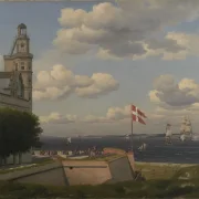 Christoffer W. Eckersberg | Udsigt mod den svenske kyst fra voldene i kronborg - 1829 | Indrammet kunsttryk | Danmarks Guldalder | formida