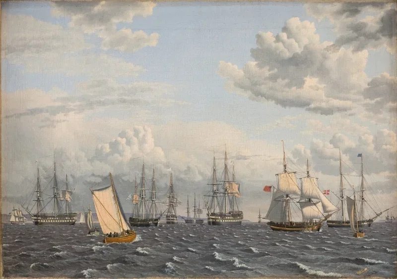 Christoffer W. Eckersberg | Eine russische Flotte vor Anker - 1826 | Gerahmter Kunstdruck | Goldenes Zeitalter Dänemark | formida