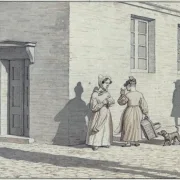 Christoffer W. Eckersberg | Et møde på et gadehjørne - 1840 | Indrammet kunsttryk | Danmarks Guldalder | formida