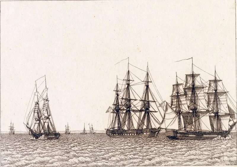 Christoffer W. Eckersberg | En brig sejler - 1840 | Indrammet kunsttryk | Danmarks Guldalder | formida