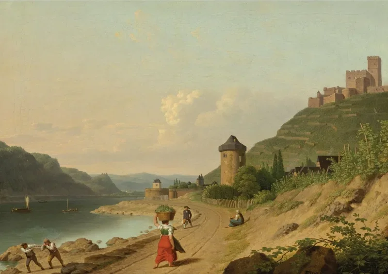 Christoffer W. Eckersberg | Figurer på en sti langs Rhinen - 1830 | Indrammet kunsttryk | Danmarks Guldalder | formida
