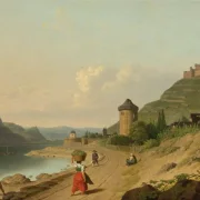 Christoffer W. Eckersberg | Figurer på en sti langs Rhinen - 1830 | Indrammet kunsttryk | Danmarks Guldalder | formida