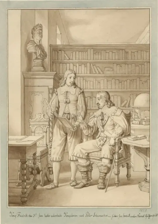 Christoffer W. Eckersberg | Frederik III udsteder et kongeligt dekret - 1825 | Indrammet kunsttryk | Danmarks Guldalder | formida