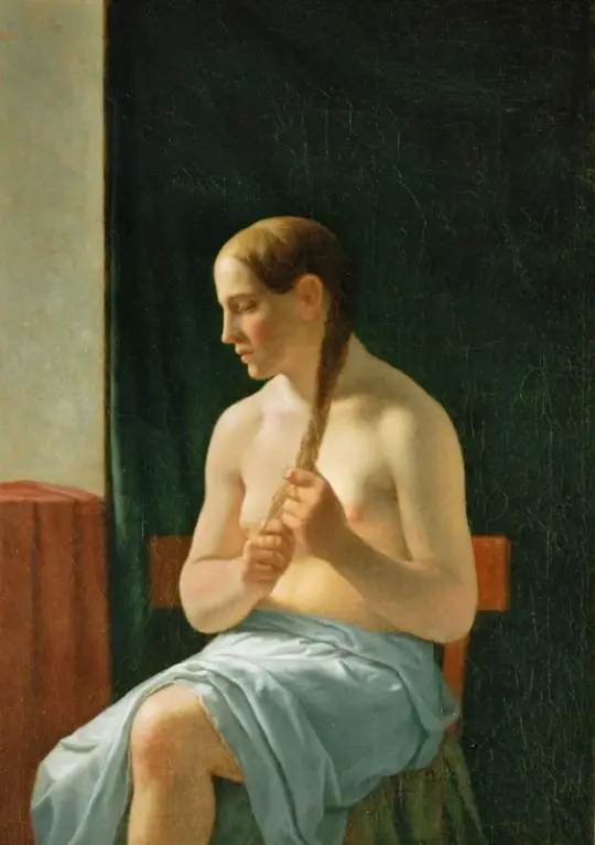 Christoffer W. Eckersberg | Siddende nøgen - 1825 | Indrammet kunsttryk | Danmarks Guldalder | formida