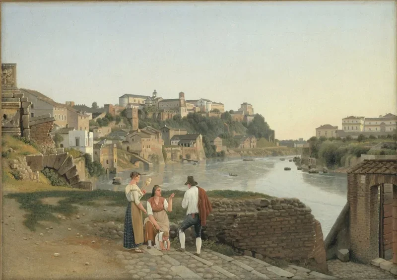 Christoffer W. Eckersberg | Tiberen, retning Aventinerhøjen i Rom - 1817 | Indrammet kunsttryk | Danmarks Guldalder | formida