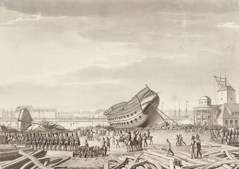 Christoffer W. Eckersberg | Englændernes sidste akt i København - 1807 | Indrammet kunsttryk | Danmarks Guldalder | formida