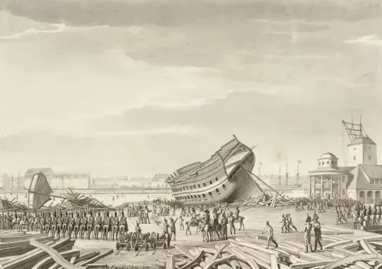 Christoffer W. Eckersberg | Englændernes sidste akt i København - 1807 | Indrammet kunsttryk | Danmarks Guldalder | formida