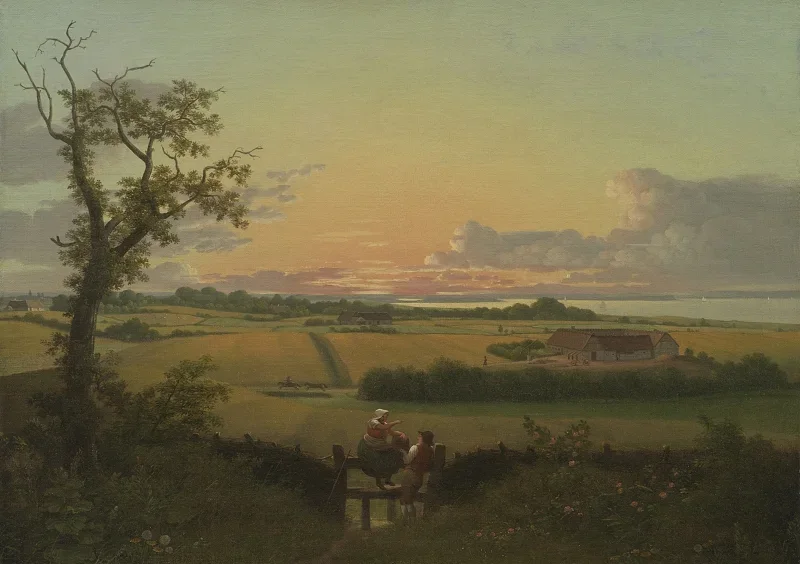 Christoffer W. Eckersberg | Landskab med en stil, øen Mon - 1810 | Indrammet kunsttryk | Danmarks Guldalder | formida