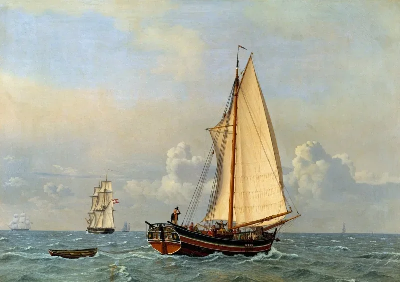 Christoffer W. Eckersberg | Ein dänischer Liner im Gegenwind - 1831 | Gerahmter Kunstdruck | Goldenes Zeitalter Dänemark | formida