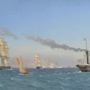 Christoffer W. Eckersberg | Christian VIII ombord på sit dampskib Aegis - 1844 | Indrammet kunsttryk | Danmarks Guldalder | formida