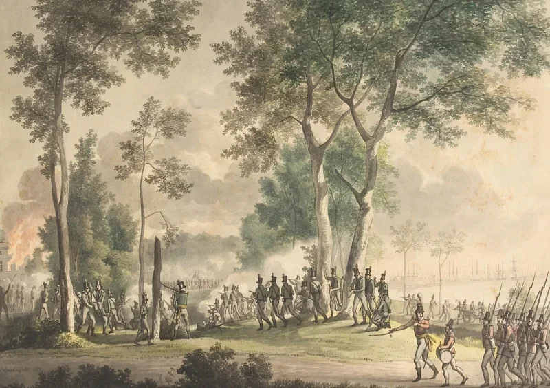 Christoffer W. Eckersberg | Livvagtens angreb på Classens have - 1808 | Indrammet kunsttryk | Danmarks Guldalder | formida