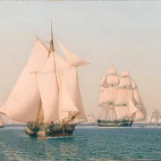 Christoffer W. Eckersberg | Skibe under sejl i en mild brise på en klar sommer - 1836 | Indrammet kunsttryk | Danmarks Guldalder | formida