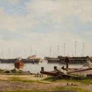 Christoffer W. Eckersberg | Nyholm med kranen og nogle krigsskibe - 1826 | Indrammet kunsttryk | Danmarks Guldalder | formida