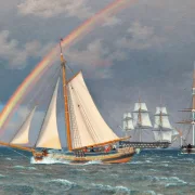 Christoffer W. Eckersberg | Regenbogen auf See und eine Kreuzungsjagd mit anderen Schiffen – 1836 | Gerahmter Kunstdruck | Goldenes Zeitalter Dänemark | formida