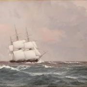 Christoffer W. Eckersberg | Korvetten Najaden i hård sø - 1833 | Indrammet kunsttryk | Danmarks Guldalder | formida