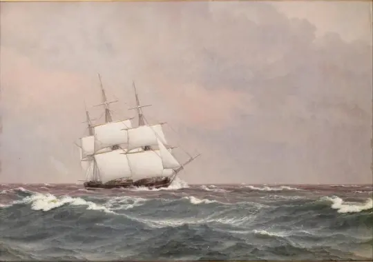Christoffer W. Eckersberg | Korvetten Najaden i hård sø - 1833 | Indrammet kunsttryk | Danmarks Guldalder | formida