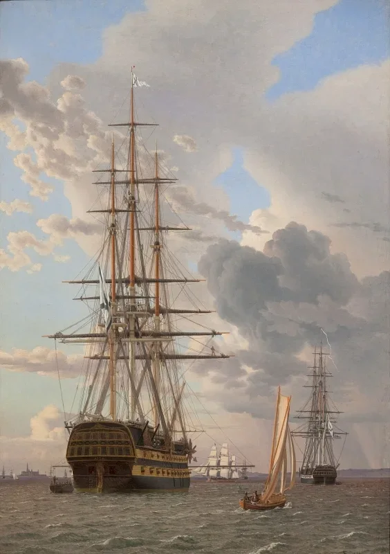 Christoffer W. Eckersberg | Det russiske linjeskib Asow - 1828 | Indrammet kunsttryk | Danmarks Guldalder | formida
