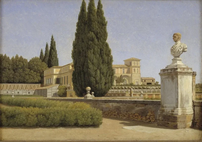 Christoffer W. Eckersberg | Haverne i Villa Albani. Rom - 1816 | Indrammet kunsttryk | Danmarks Guldalder | formida