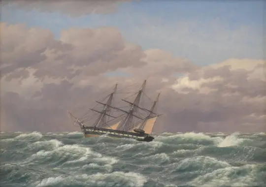 Christoffer W. Eckersberg | Die Korvette Galathea im Sturm in der Nordsee - 1839 | Gerahmter Kunstdruck | Goldenes Zeitalter Dänemark | formida