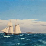 Christoffer W. Eckersberg | Havlandskab med øen Hjelm - 1827 | Indrammet kunsttryk | Danmarks Guldalder | formida