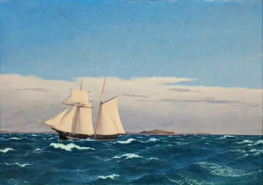 Christoffer W. Eckersberg | Havlandskab med øen Hjelm - 1827 | Indrammet kunsttryk | Danmarks Guldalder | formida