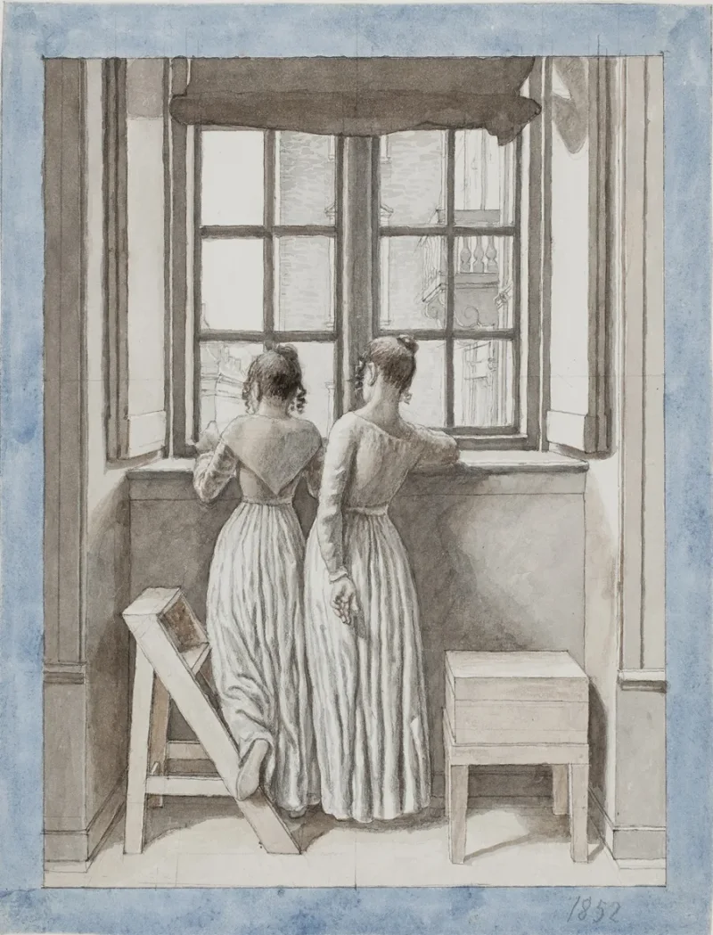 Christoffer Wilhelm Eckersberg – An einem Fenster im Atelier des Künstlers 1852 | Giclée Kunstdruck gerahmt