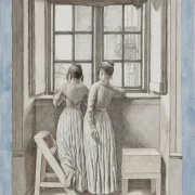 Christoffer Wilhelm Eckersberg – An einem Fenster im Atelier des Künstlers 1852 | Giclée Kunstdruck gerahmt