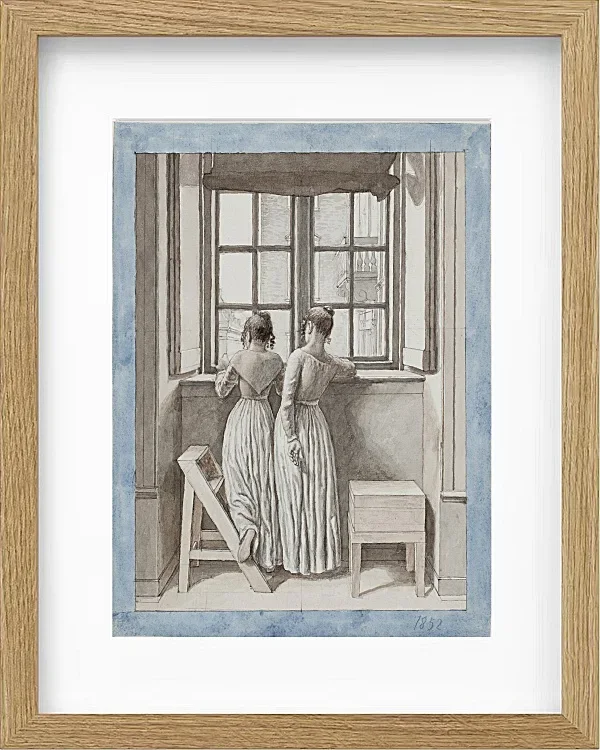 Christoffer Wilhelm Eckersberg – An einem Fenster im Atelier des Künstlers 1852 | Giclée Kunstdruck gerahmt