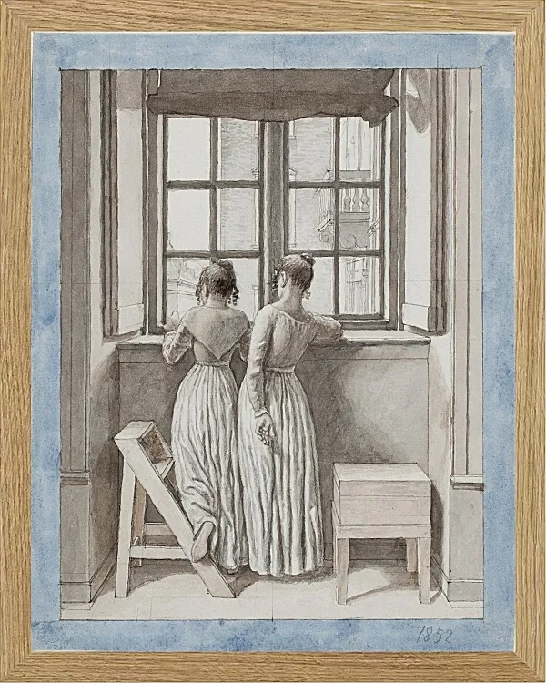 Christoffer Wilhelm Eckersberg – An einem Fenster im Atelier des Künstlers 1852 | Giclée Kunstdruck gerahmt