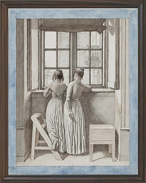 Christoffer Wilhelm Eckersberg – An einem Fenster im Atelier des Künstlers 1852 | Giclée Kunstdruck gerahmt