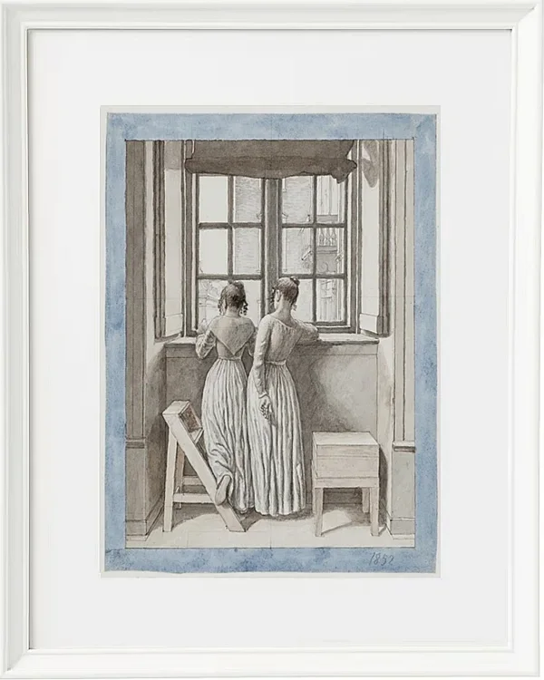 Christoffer Wilhelm Eckersberg – An einem Fenster im Atelier des Künstlers 1852 | Giclée Kunstdruck gerahmt