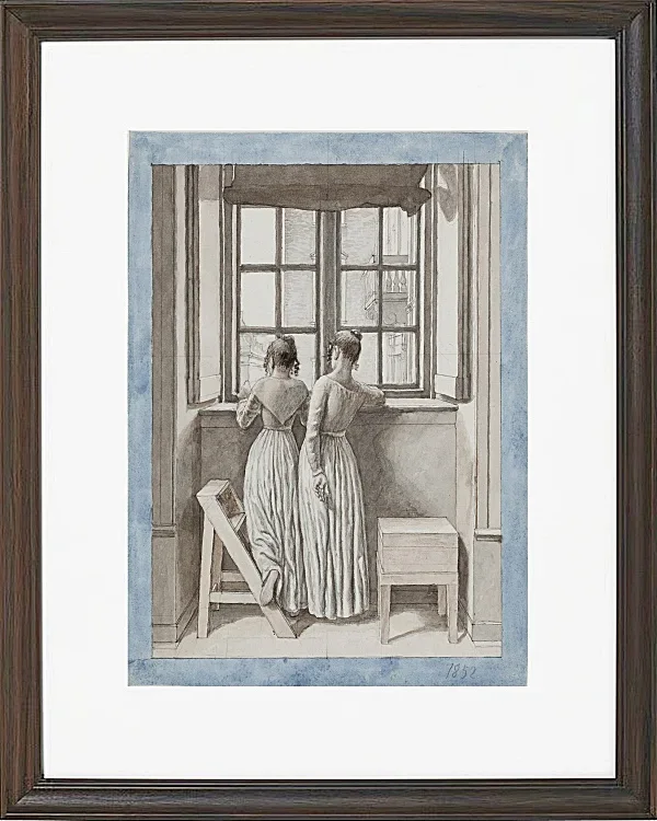Christoffer Wilhelm Eckersberg – An einem Fenster im Atelier des Künstlers 1852 | Giclée Kunstdruck gerahmt
