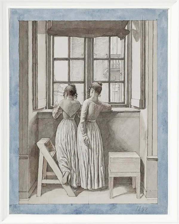 Christoffer Wilhelm Eckersberg – An einem Fenster im Atelier des Künstlers 1852 | Giclée Kunstdruck gerahmt