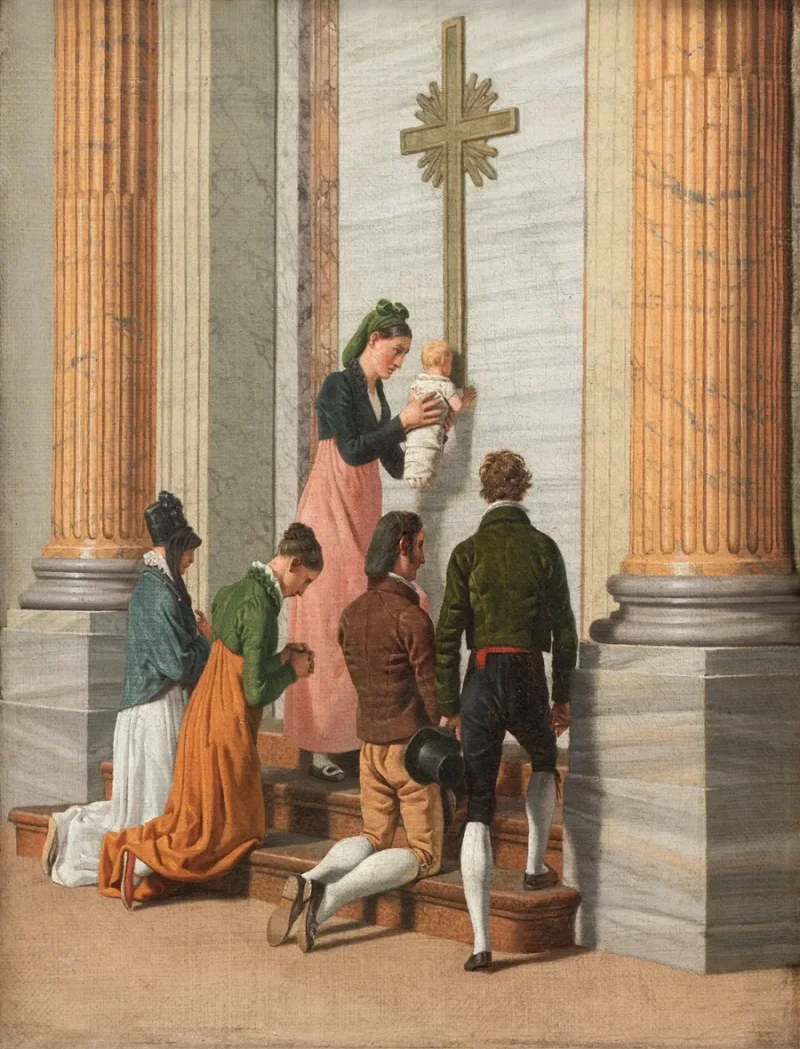 Christoffer Wilhelm Eckersberg – Andacht an der Heiligen Pforte des Petersdoms 1814 | Giclée Kunstdruck gerahmt