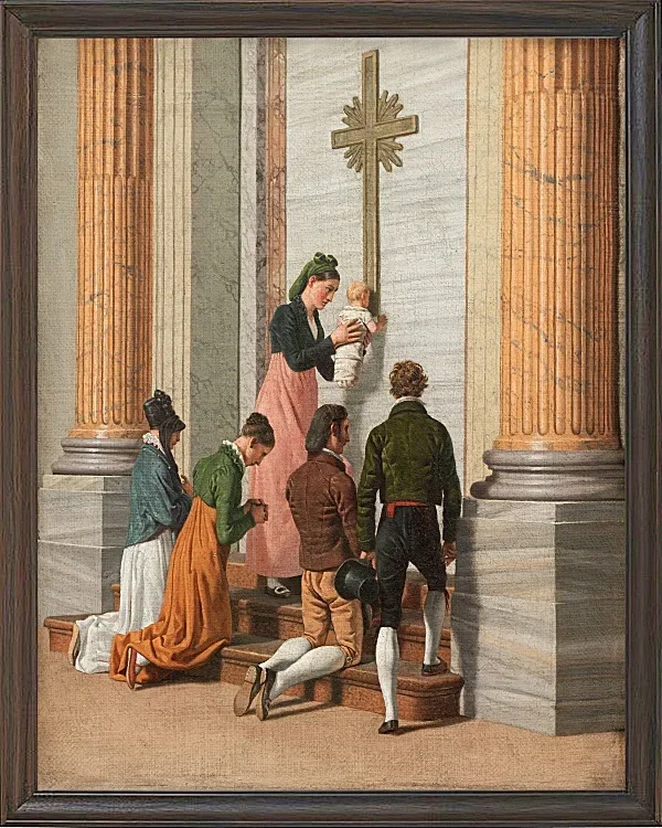 Christoffer Wilhelm Eckersberg – Andacht an der Heiligen Pforte des Petersdoms 1814 | Giclée Kunstdruck gerahmt