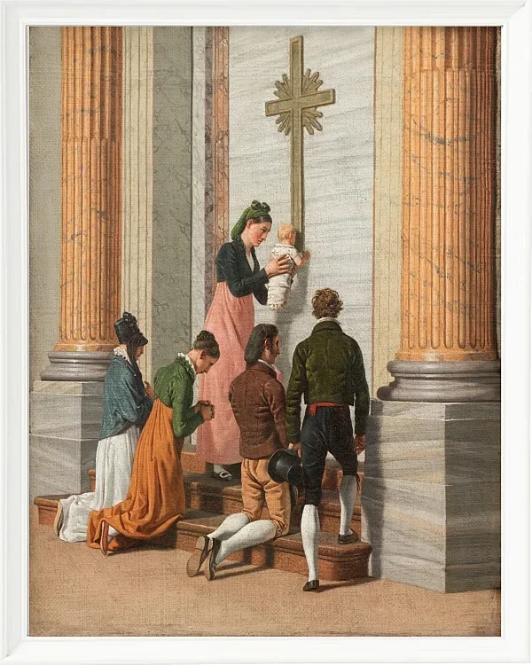 Christoffer Wilhelm Eckersberg – Andacht an der Heiligen Pforte des Petersdoms 1814 | Giclée Kunstdruck gerahmt