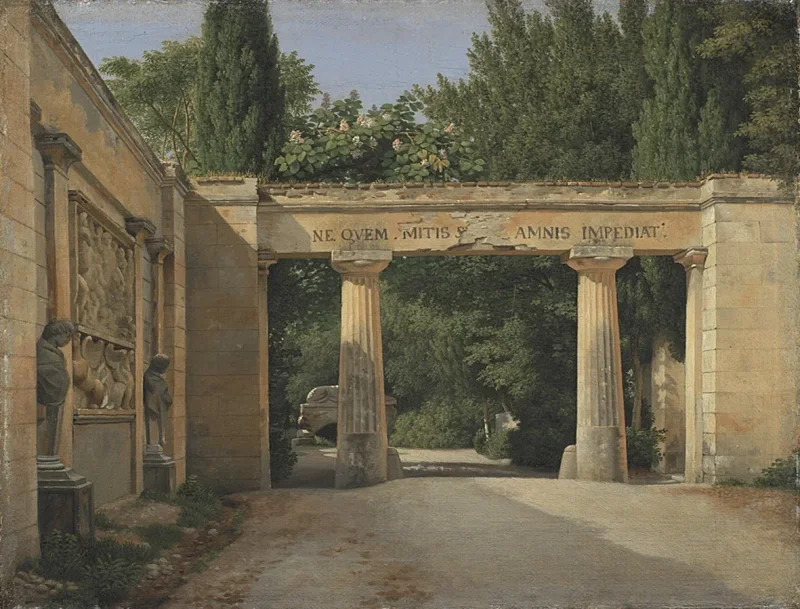 Christoffer Wilhelm Eckersberg – Blick auf den Garten der Villa Borghese in Rom 1814 | Giclée Kunstdruck gerahmt