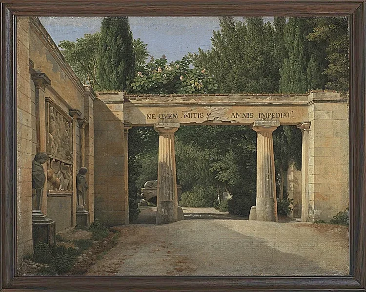 Christoffer Wilhelm Eckersberg – Blick auf den Garten der Villa Borghese in Rom 1814 | Giclée Kunstdruck gerahmt