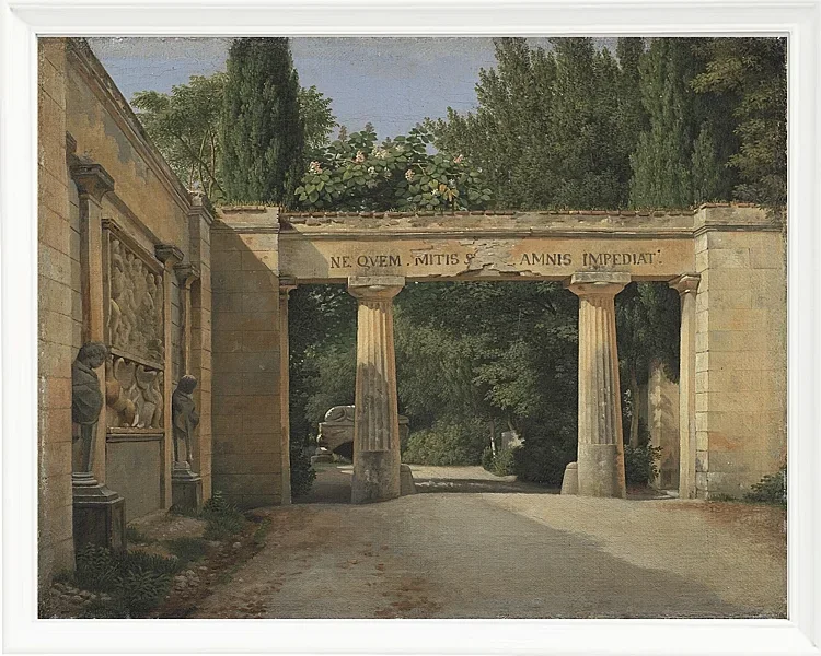 Christoffer Wilhelm Eckersberg – Blick auf den Garten der Villa Borghese in Rom 1814 | Giclée Kunstdruck gerahmt