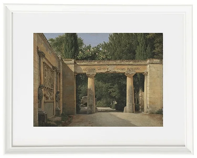 Christoffer Wilhelm Eckersberg – Blick auf den Garten der Villa Borghese in Rom 1814 | Giclée Kunstdruck gerahmt