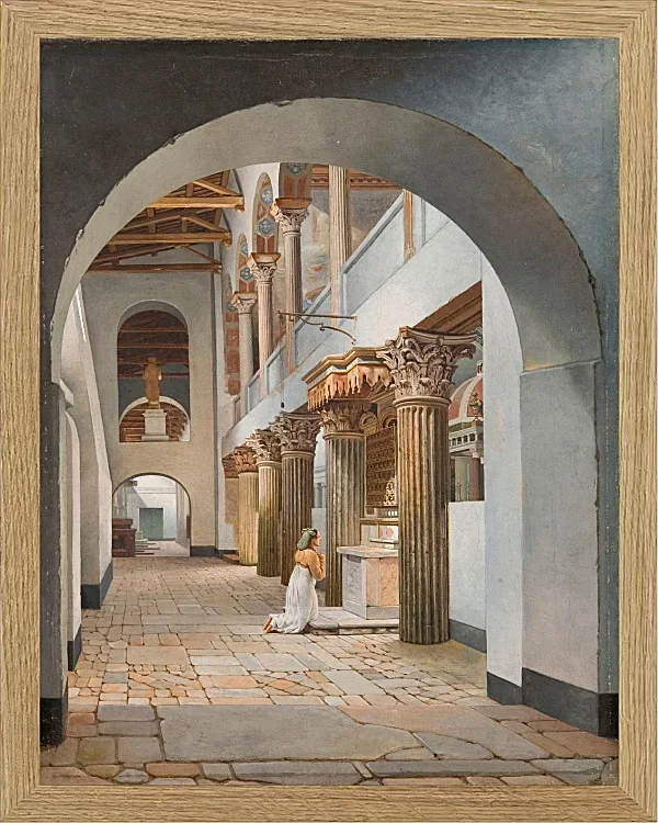 Christoffer Wilhelm Eckersberg – Blick auf die Kirche San Lorenzo außerhalb der Mauern 1815 | Giclée Kunstdruck gerahmt